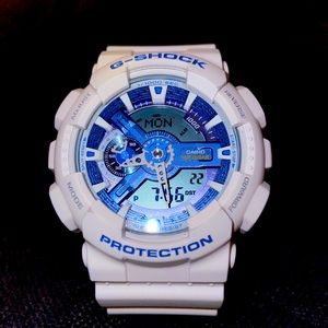 G-Shock Mens White and Blue GA-110WB Watch